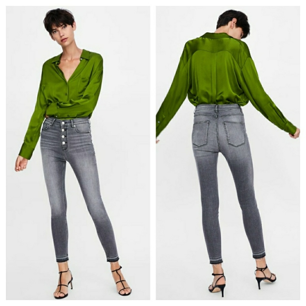 Zara PW High Waist Skinny Jean in Zinc Gray Size 6